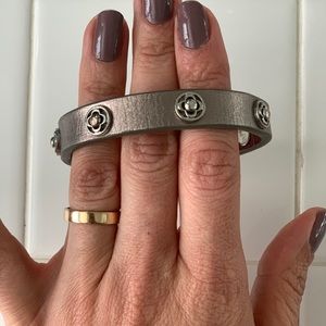 Stella & Dot Leather Wrap Bracelet - Silver